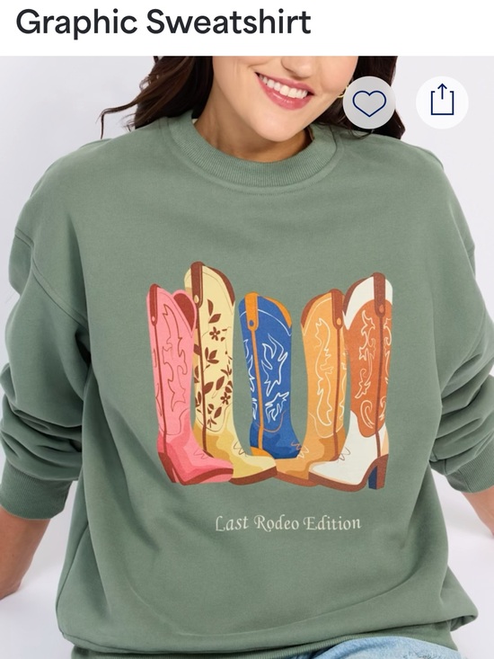 Gilli Sweaters - Gilli Sage Green Crewneck Sweatshirt with Colorful Boot Graphic